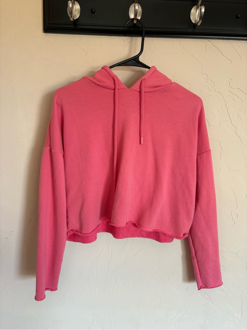 Aerie Cropped Pink Hooded Sweatshirt - Women